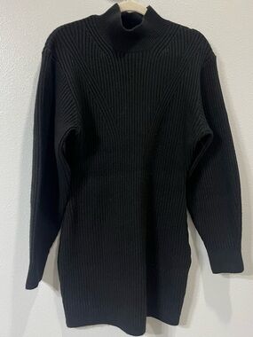 H&M Women’s Black Ribbed Mock Neck Sweater Dress